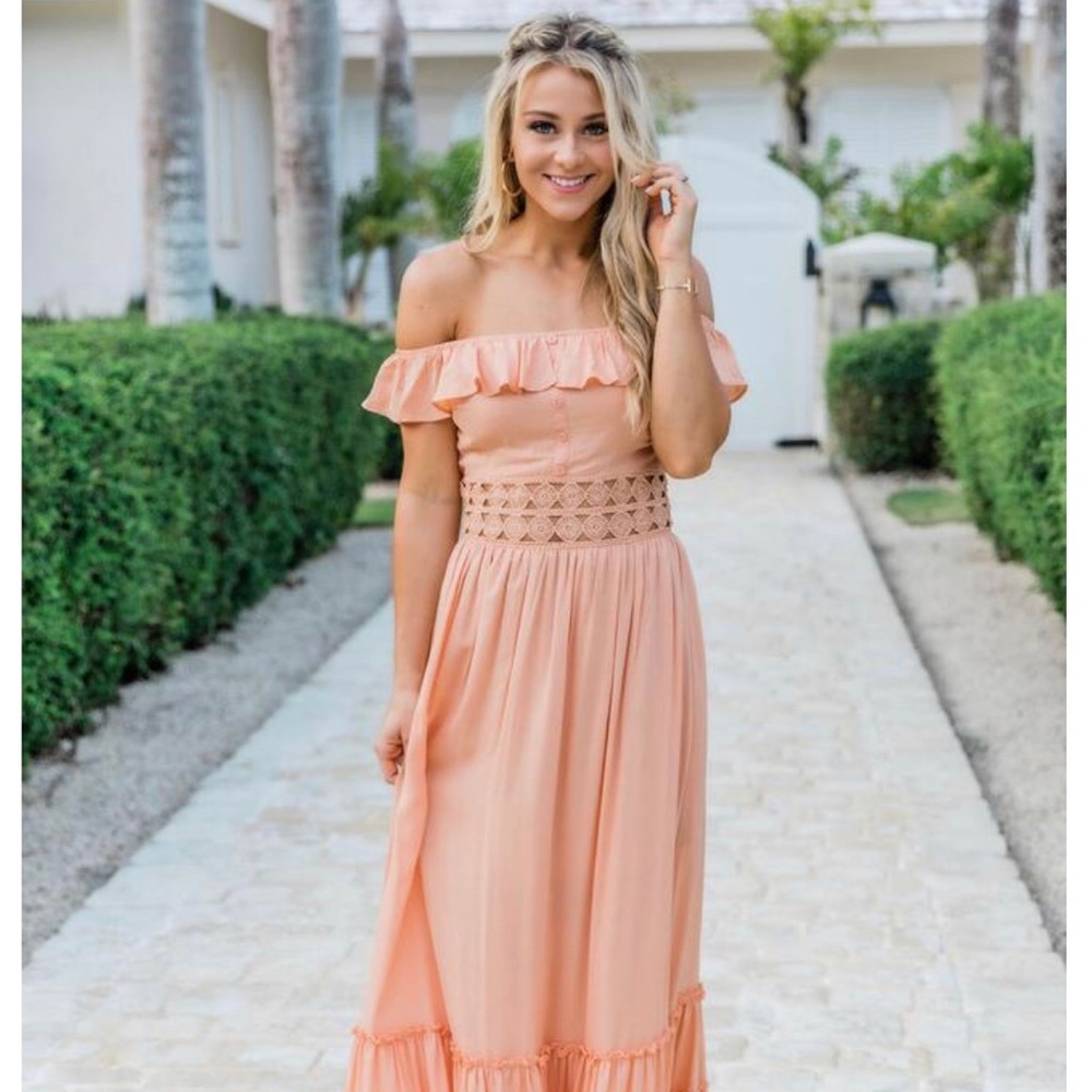 When You Look At Me Peach Maxi Dress